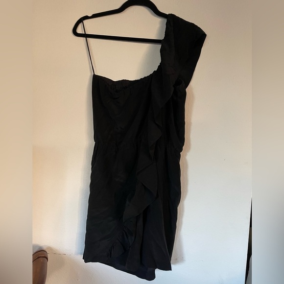 Mason One Shoulder Silk Riffle Mini Dress - Picture 1 of 6